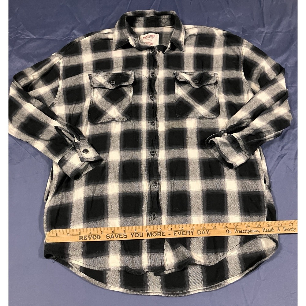 Mossimo Supply Co. Men's Plaid Flannel Shirt Size Medium Side Hip Pockets Y2K - Picture 8 of 9